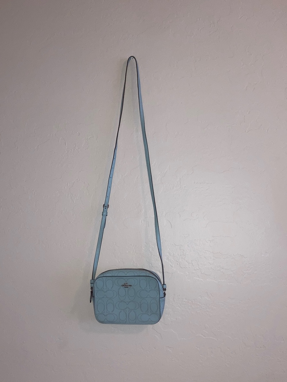 Coach Light Blue Signature Crossbody Camera Bag